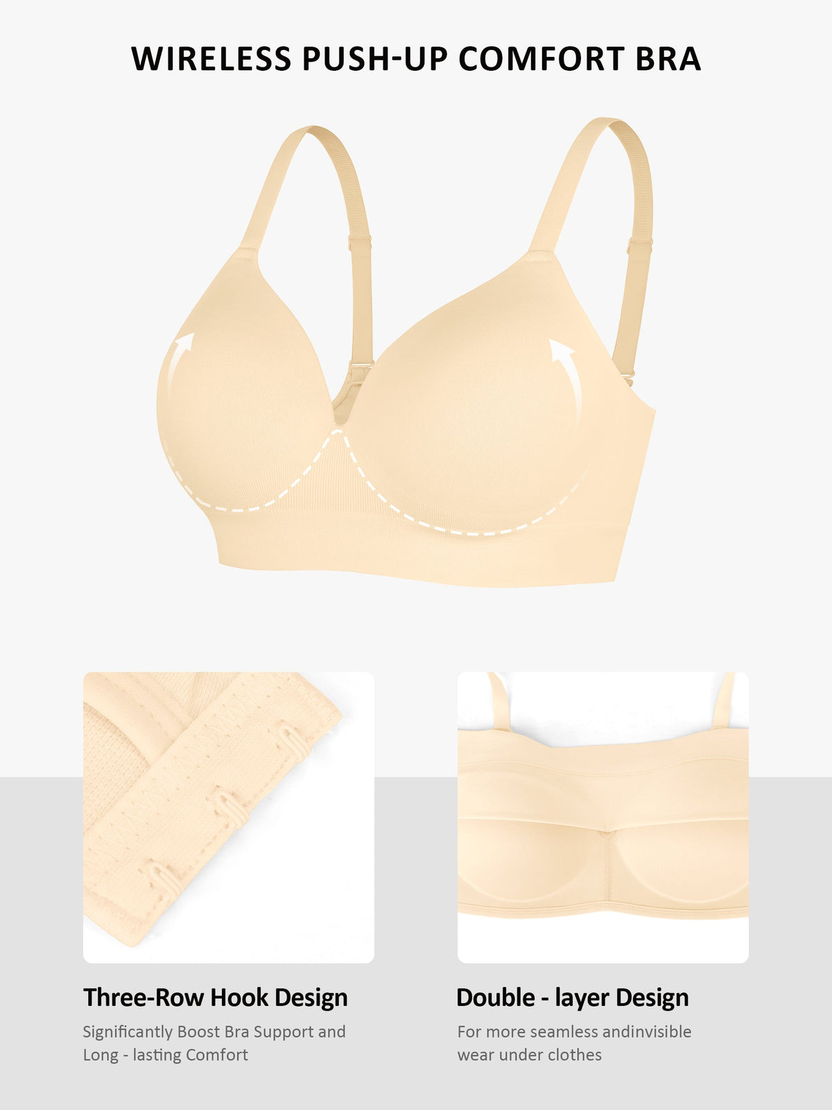 Full Coverage Wireless Bra + Push-Up Seamless Bra