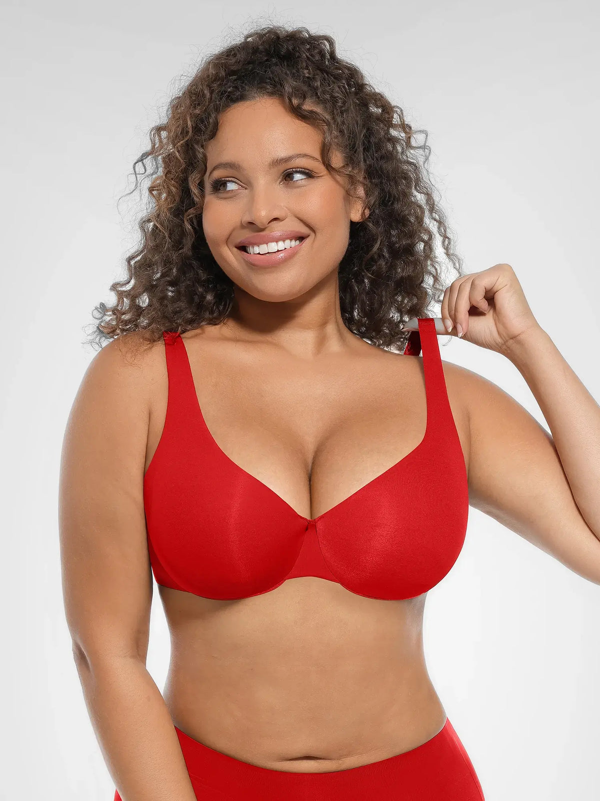 Adjustable-Strap Underwire V-neck Bra