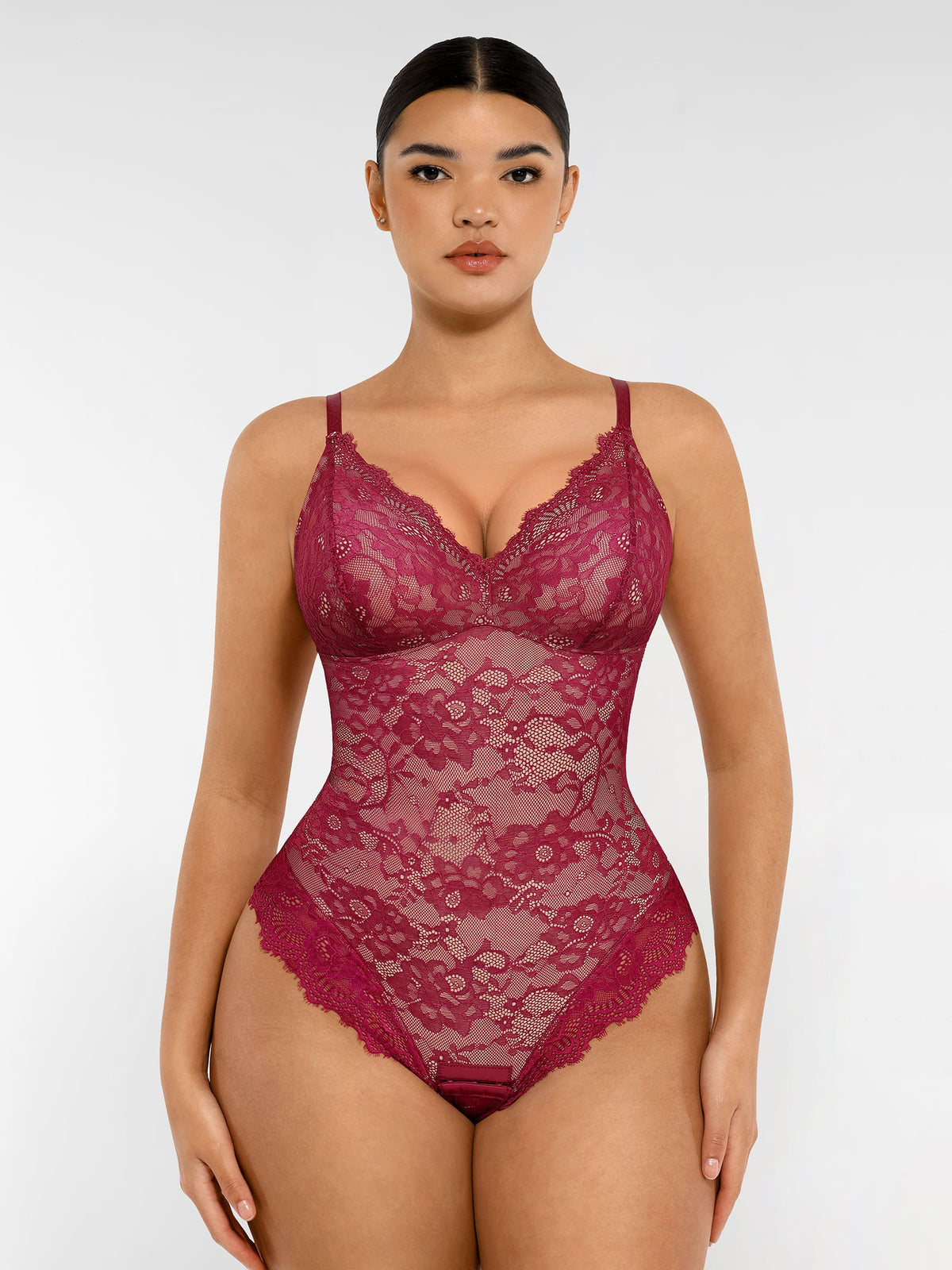 Lace V-Neck Stretch Bodysuit