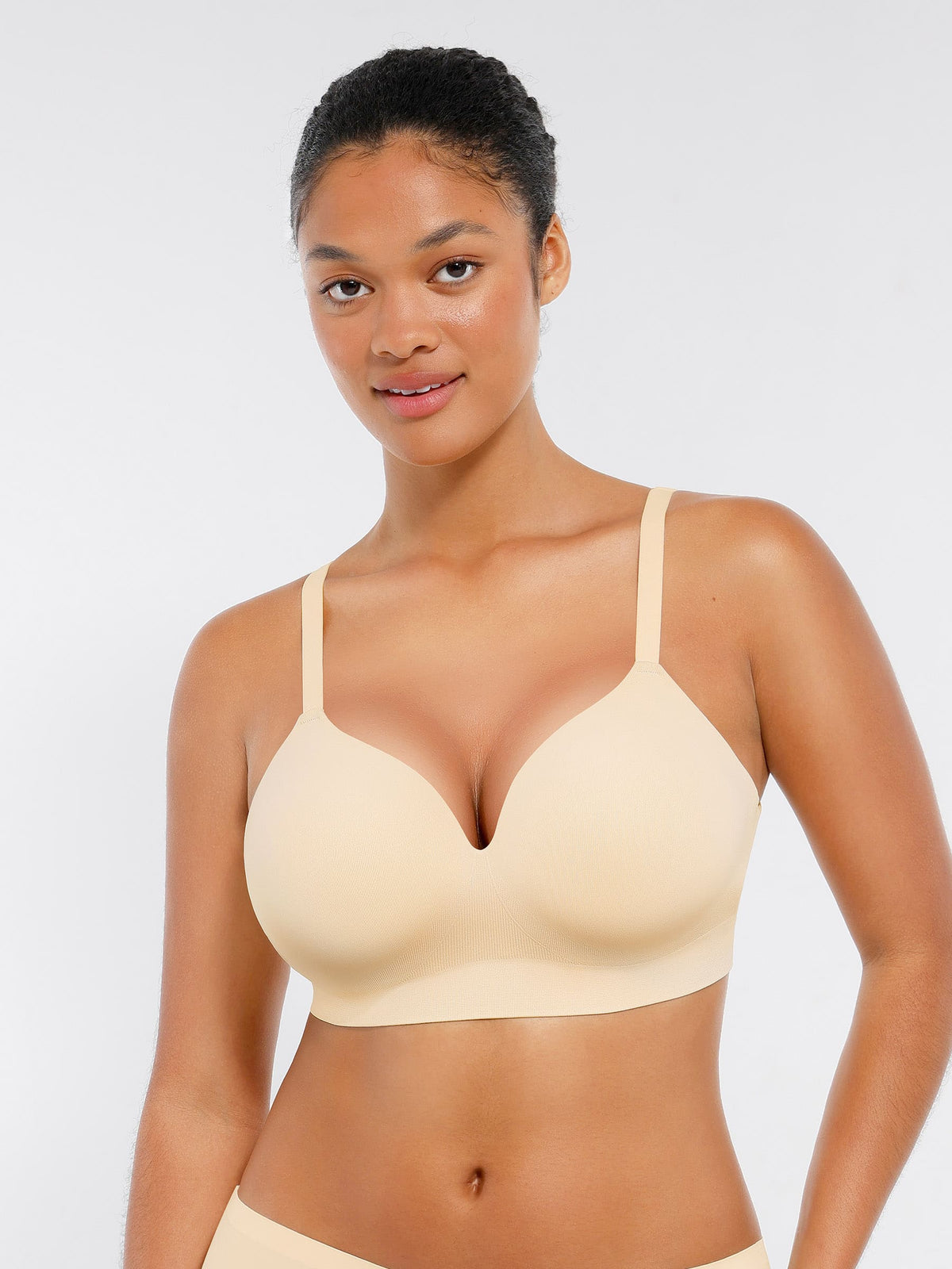 Wireless Seamless Push-Up V-neck Bra