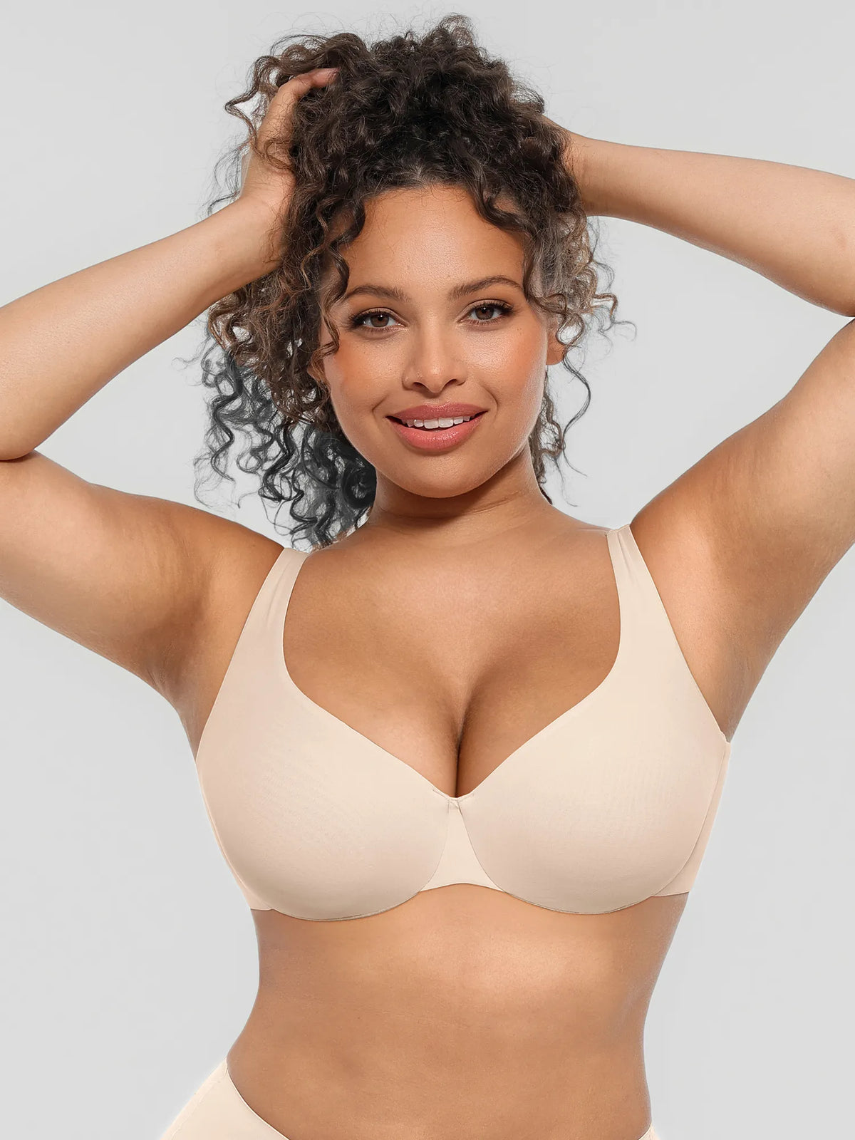 Adjustable-Strap Underwire V-neck Bra