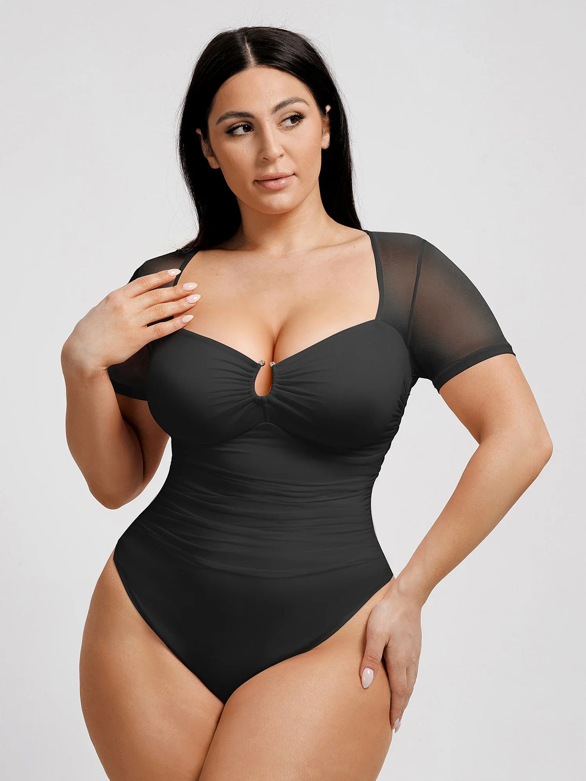 Ultra-Fine Mesh Thong Bodysuit