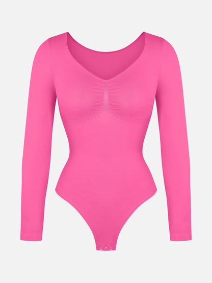 Seamless Long Sleeve Tummy Control Thong Bodysuit