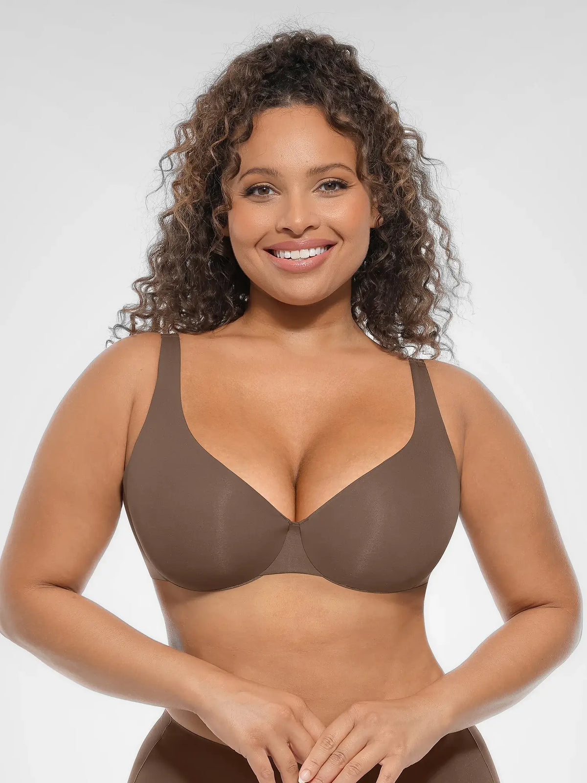 Adjustable-Strap Underwire V-neck Bra