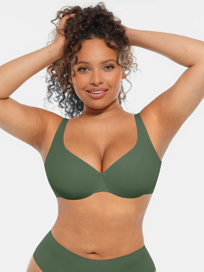 Adjustable-Strap Underwire V-neck Bra