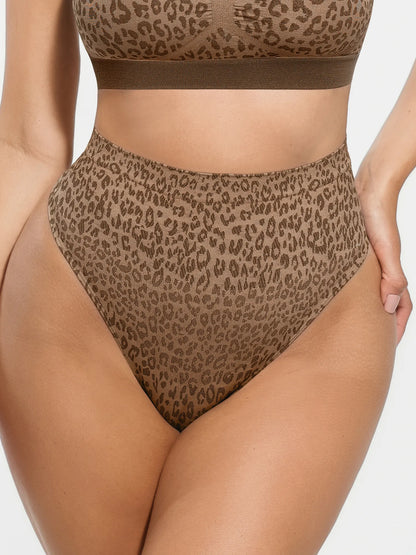 Leopard Print Mid-Waist Shaping Thong
