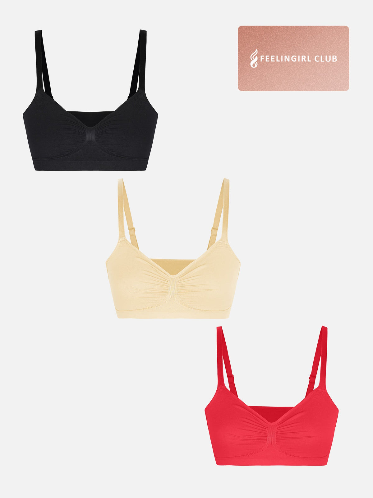 3-Pack Smooth Seamless Wireless Bra Bundle