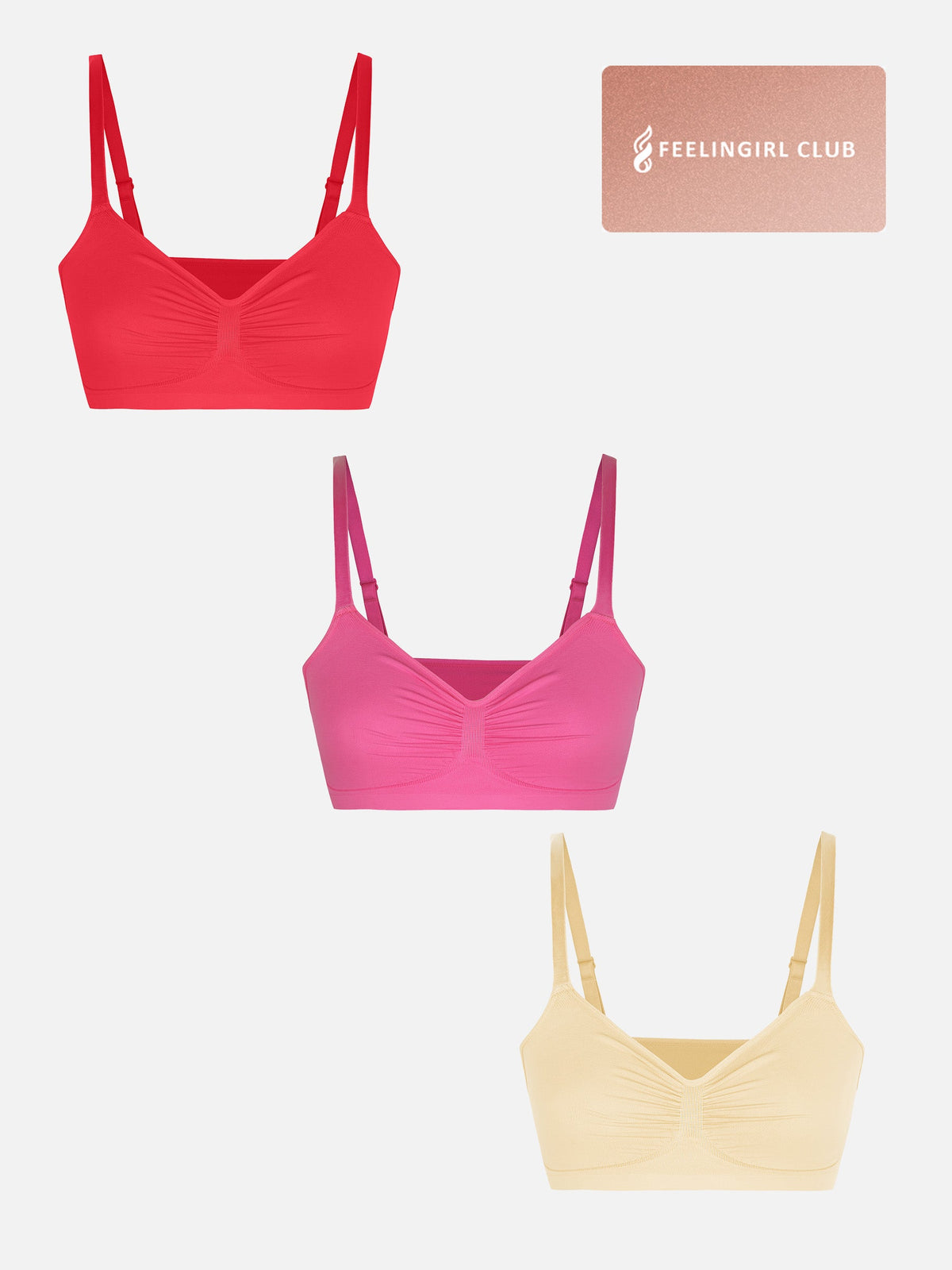 3-Pack Smooth Seamless Wireless Bra Bundle