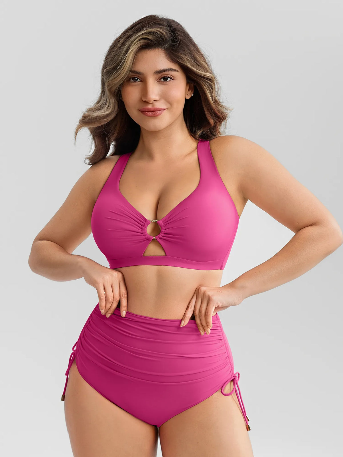Tummy Control Drawstring Bikini Swimsuit