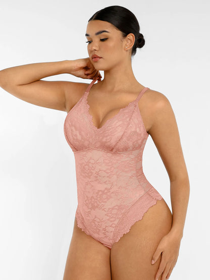 Lace V-Neck Stretch Bodysuit [BOGO]