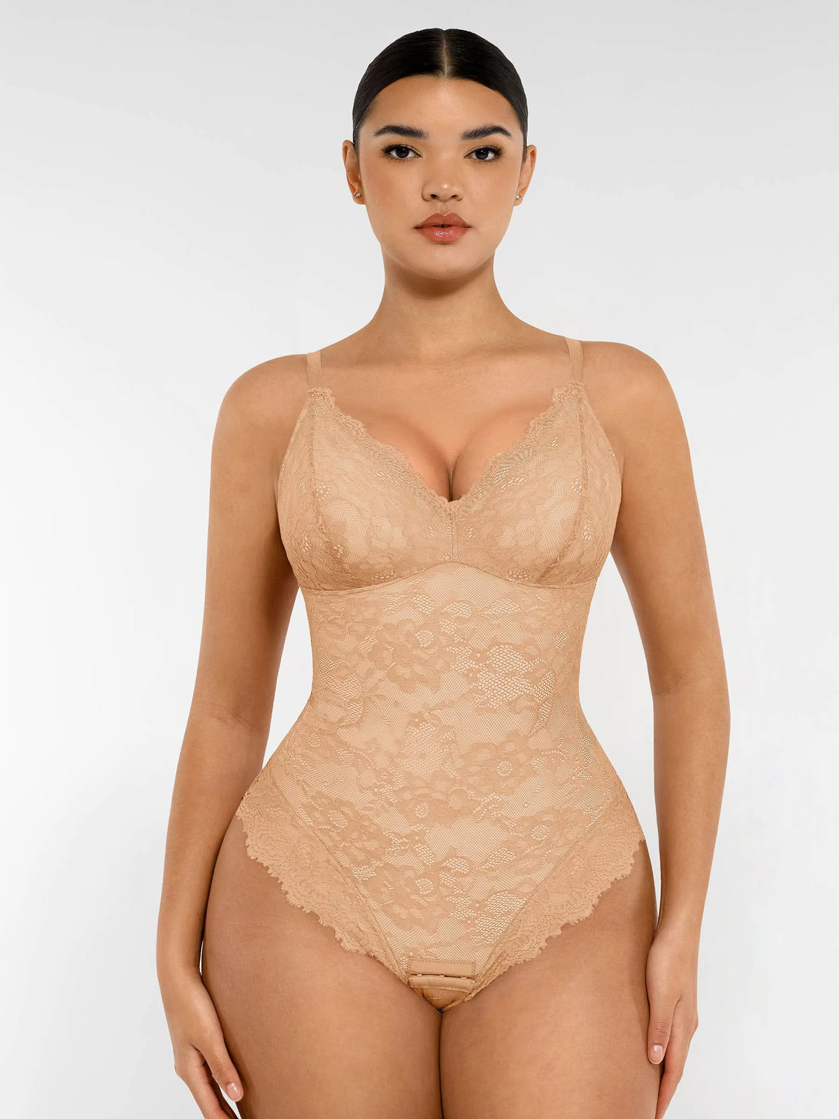 Lace V-Neck Stretch Bodysuit [BOGO]