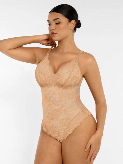 Lace V-Neck Stretch Bodysuit [BOGO]
