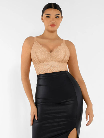 Lace V-Neck Stretch Bodysuit