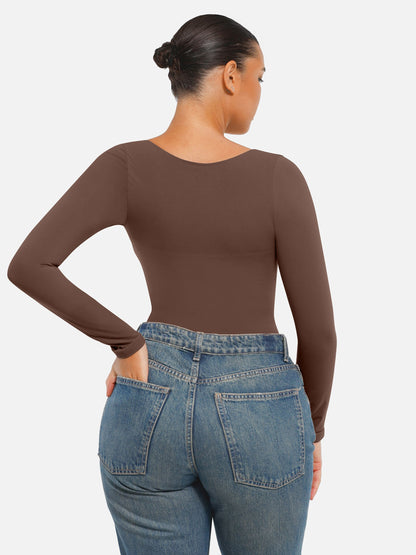 Seamless Long Sleeve Tummy Control Thong Bodysuit