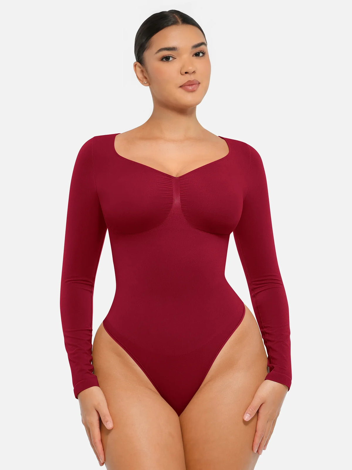 Seamless Long Sleeve Tummy Control Thong Bodysuit