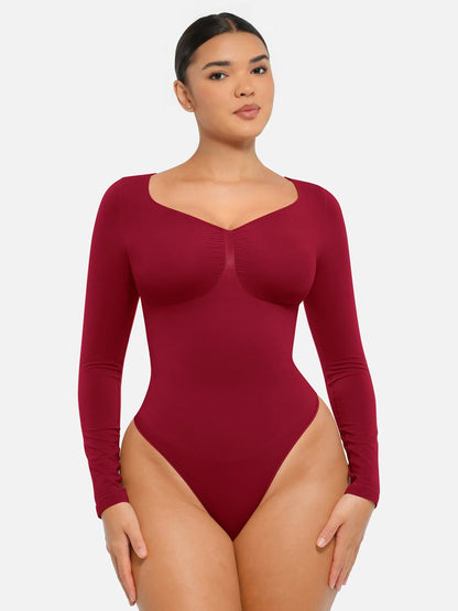Seamless Long Sleeve Tummy Control Thong Bodysuit