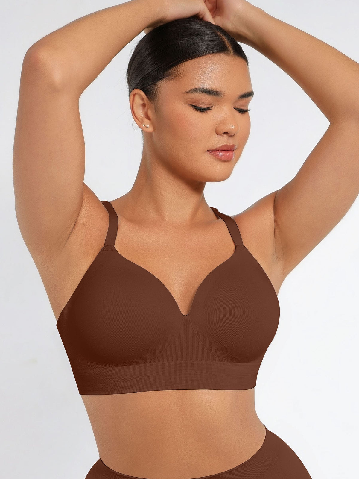 Wire-Free Wide Straps Bra + Push-Up Seamless Bra