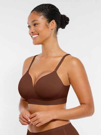Wireless Seamless Push-Up V-neck Bra