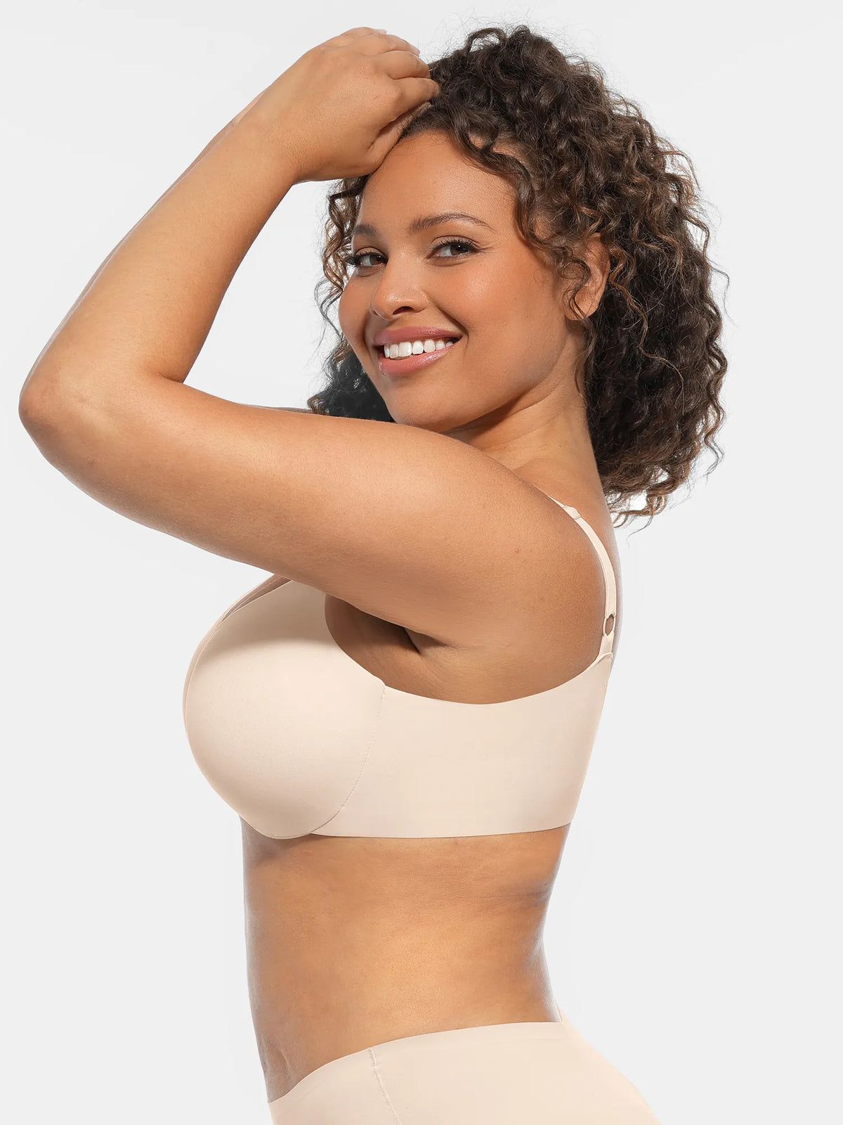 Adjustable-Strap Underwire V-neck Bra