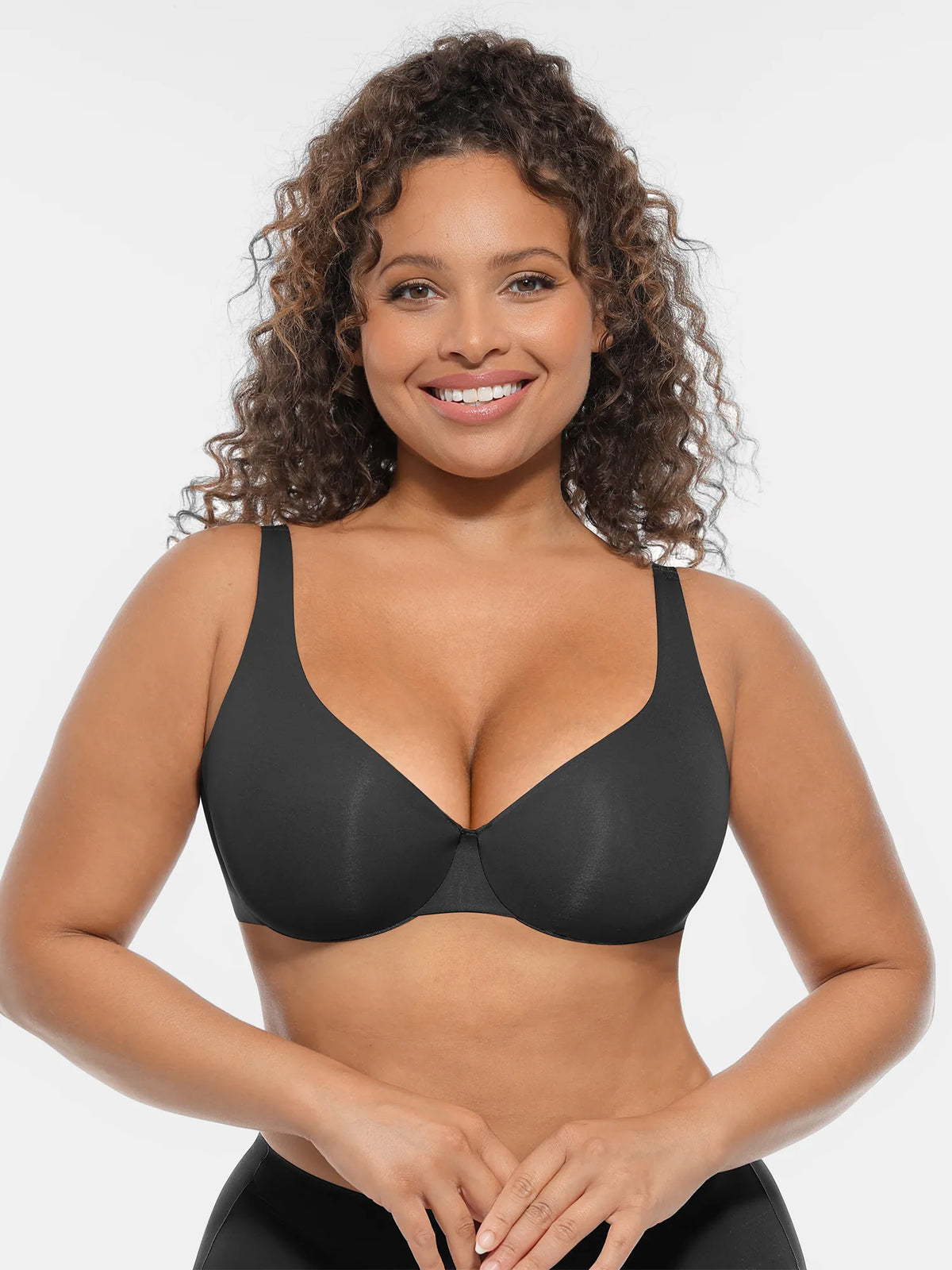 Adjustable-Strap Underwire V-neck Bra