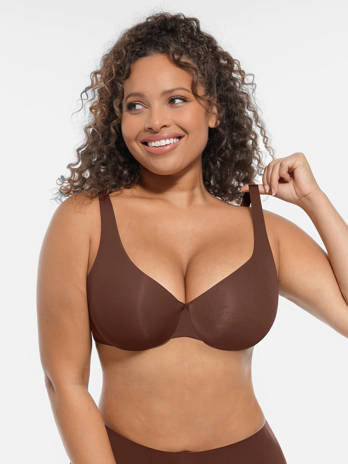 Adjustable-Strap Underwire V-neck Bra