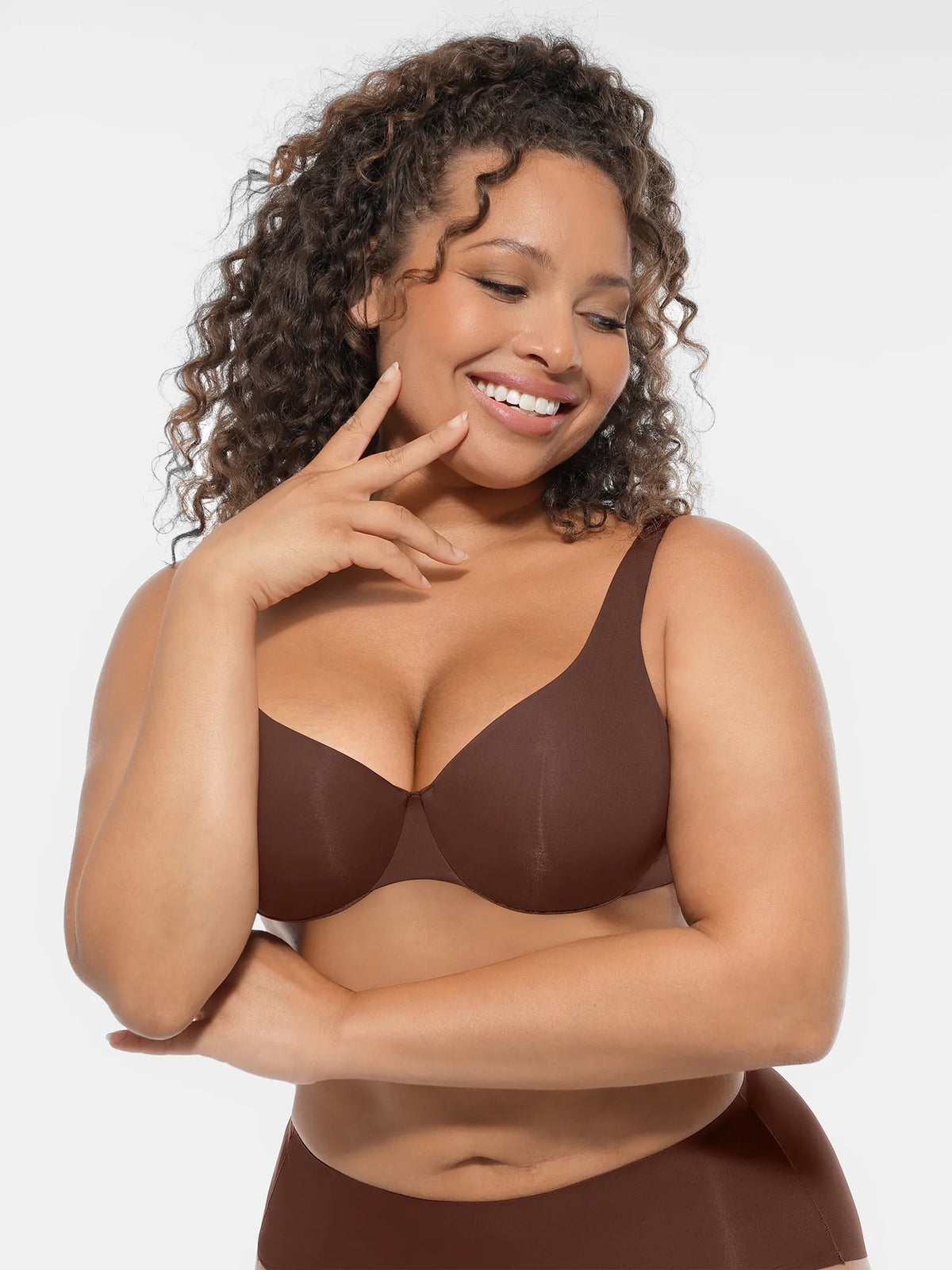 Adjustable-Strap Underwire V-neck Bra