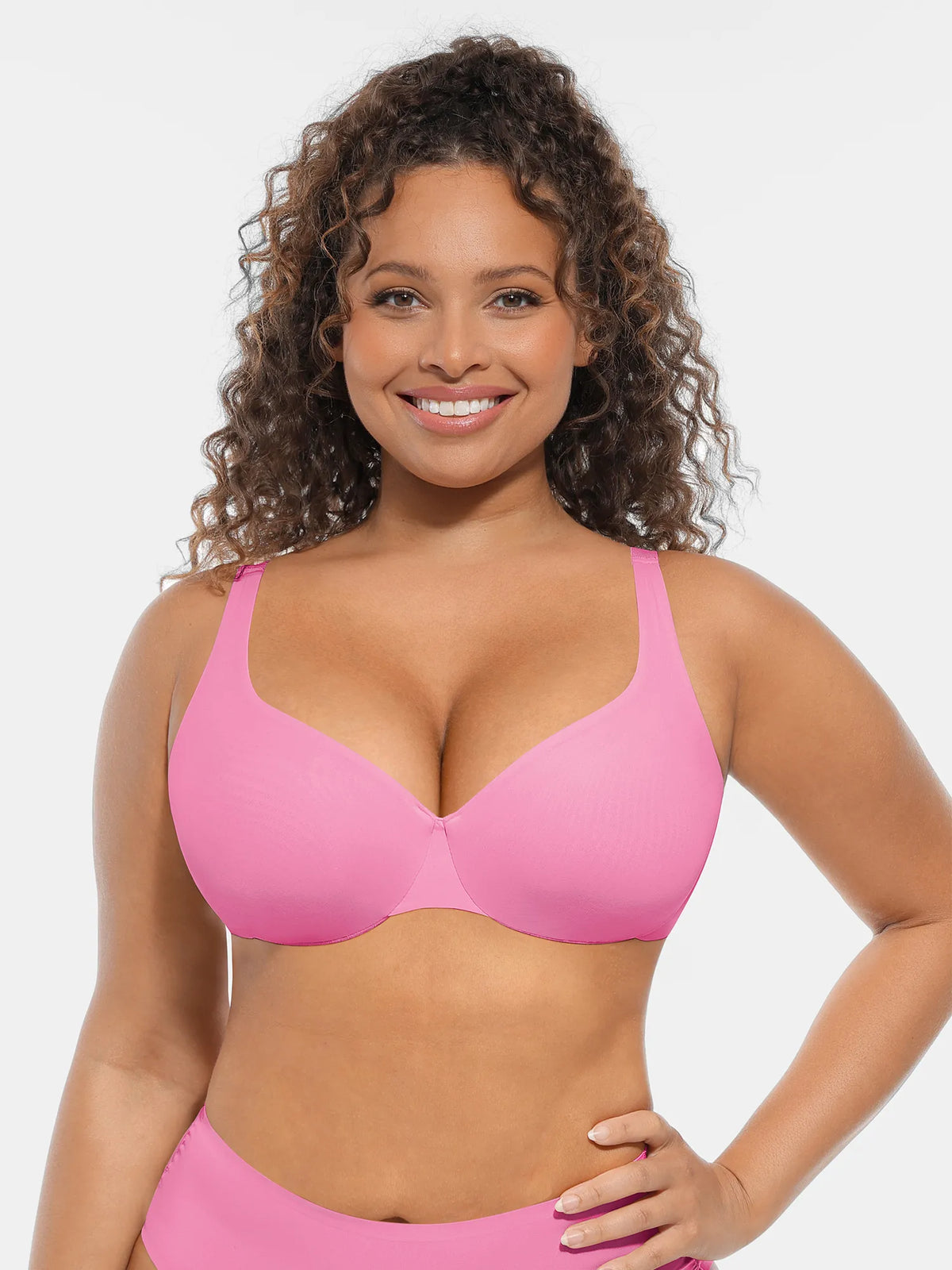 Adjustable-Strap Underwire V-neck Bra