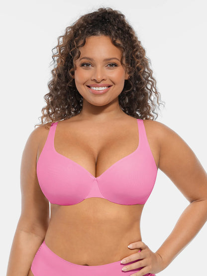 Adjustable-Strap Underwire V-neck Bra