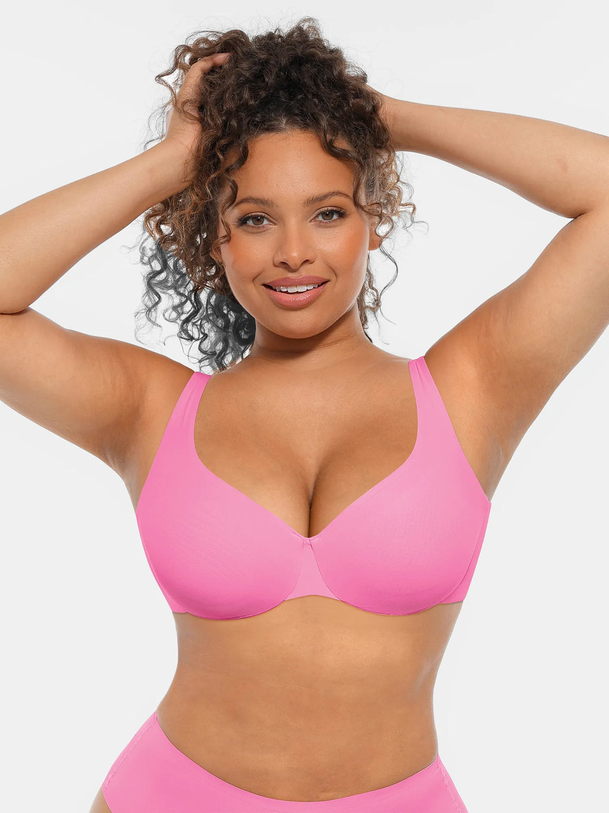 Adjustable-Strap Underwire V-neck Bra