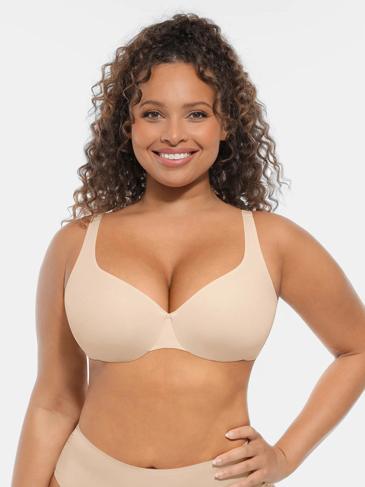 Adjustable-Strap Underwire V-neck Bra