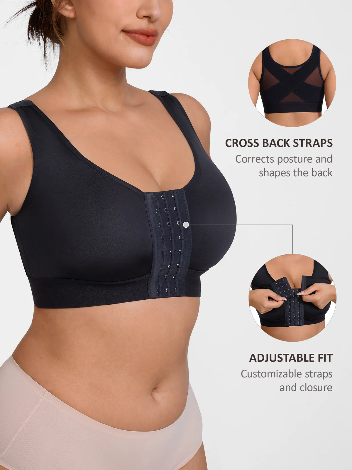 Supportive Front-Closure Breathable Bra