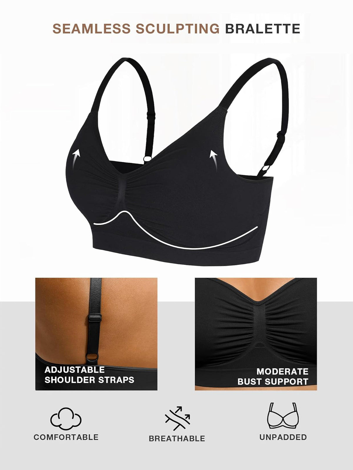 3-Pack Smooth Seamless Wireless Bra Bundle