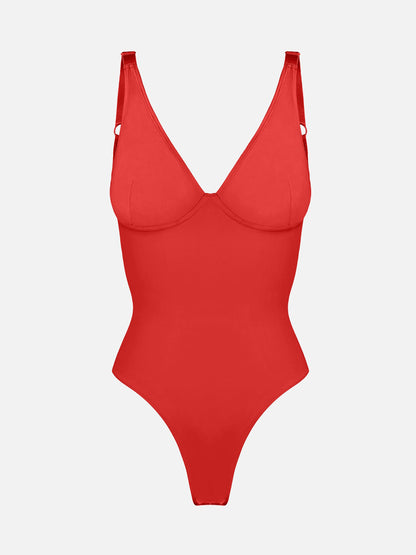 V-Neck Tummy Control Sculpt Bodysuit