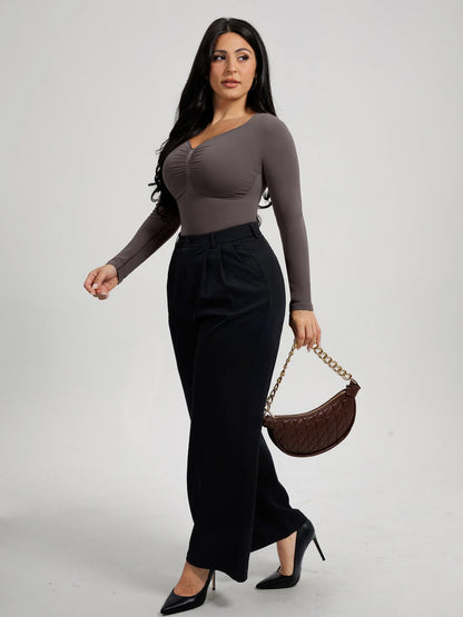 Seamless Long Sleeve Tummy Control Thong Bodysuit
