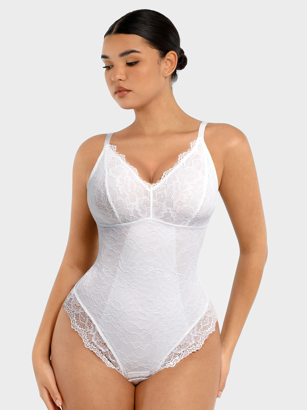 Lace V-Neck Stretch Bodysuit